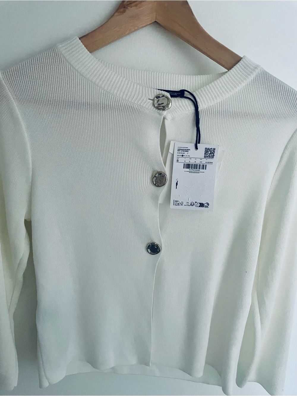 Mango Women’s White Button-Front Sweater Cardigan NWT